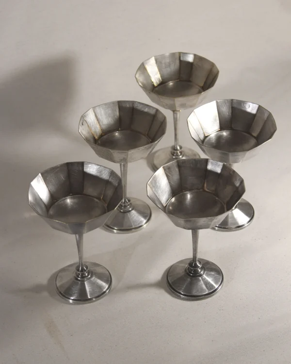 The Oblist Set of 5 Champagne Glasses and Bucket | Vintage Tableware | Glasses