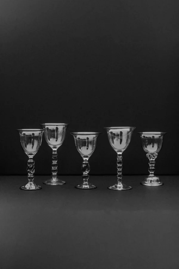 The Oblist Set of 5 Handmade Art Glass | Vintage Tableware | Glasses