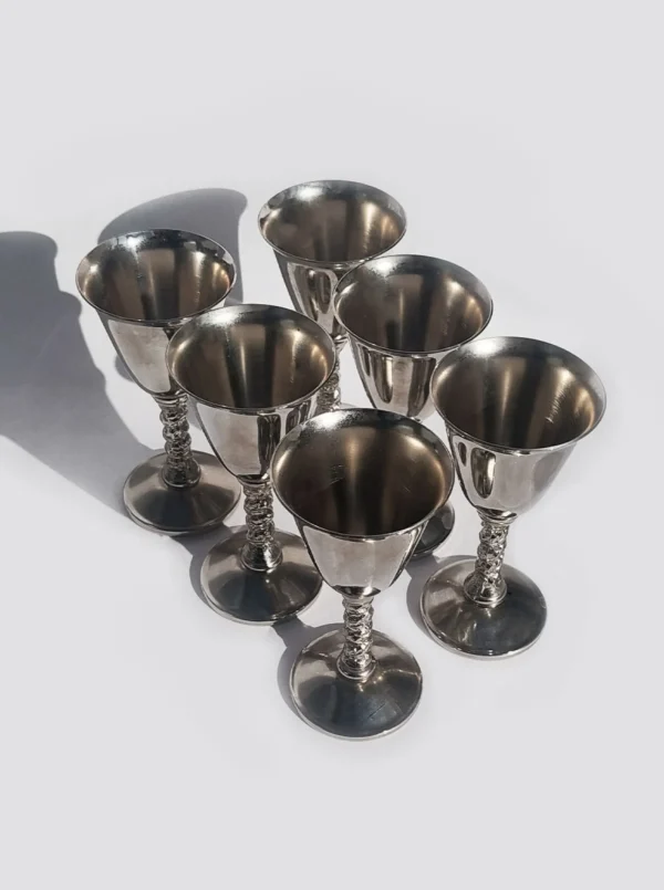 The Oblist Set of 6 Liquor Steel Glasses | Vintage Tableware | Glasses