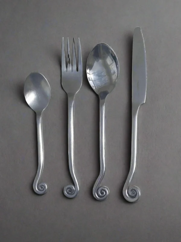 The Oblist Set of 4 Swirling Cutlery | Vintage Tableware | Cutlery