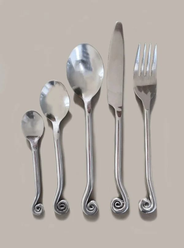 The Oblist Set of 5 Swirling Cutlery | Vintage Tableware | Cutlery