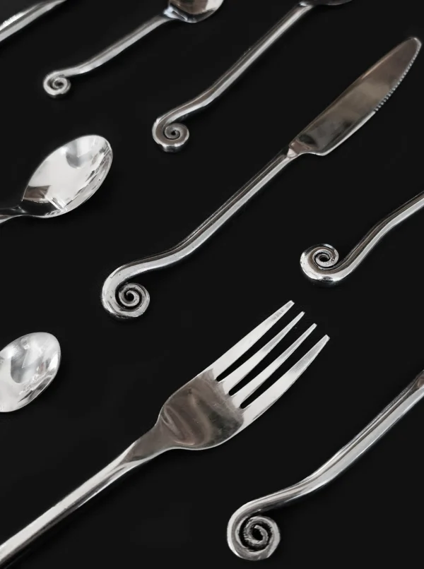 The Oblist Set of 5 Swirling Cutlery | Vintage Tableware | Cutlery