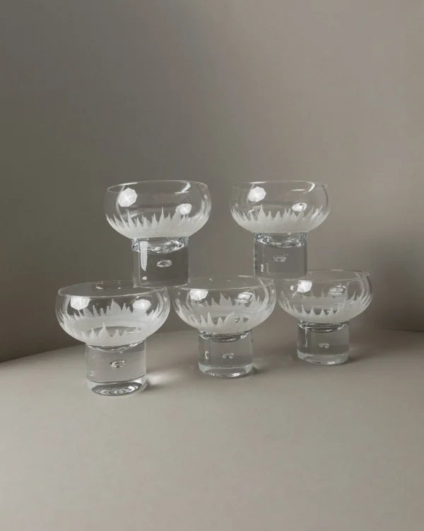 The Oblist Set of 5 Wine and Cocktail Glasses - Italy 1970s | Vintage Tableware | Glasses