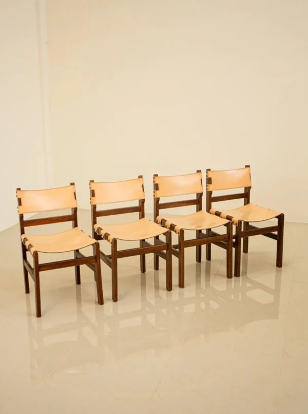 The Oblist Set of 4 Wooden Chairs for Maison Regain 70's | Chair