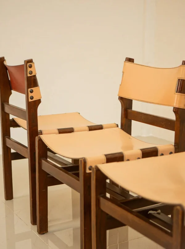 The Oblist Set of 4 Wooden Chairs for Maison Regain 70's | Chair