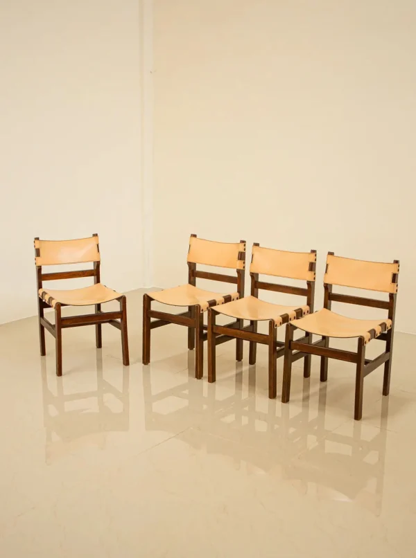 The Oblist Set of 4 Wooden Chairs for Maison Regain 70's | Chair