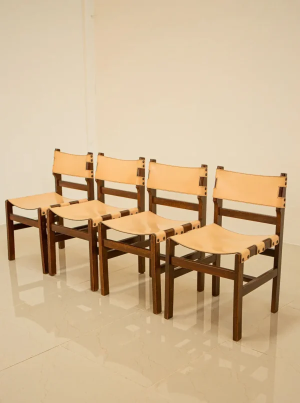 The Oblist Set of 4 Wooden Chairs for Maison Regain 70's | Chair