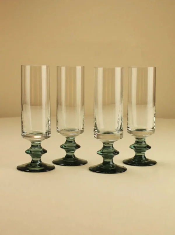 The Oblist Set of Six Champagne Flutes | Vintage Tableware | Glasses