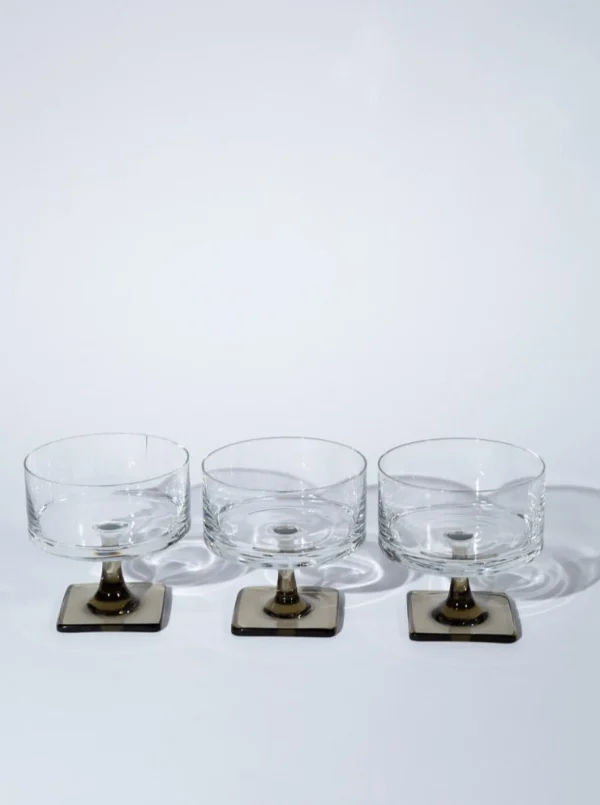 The Oblist Set of Three Crystal Dessert Coupes, Rosenthal Berlin | Vintage Tableware | Glasses