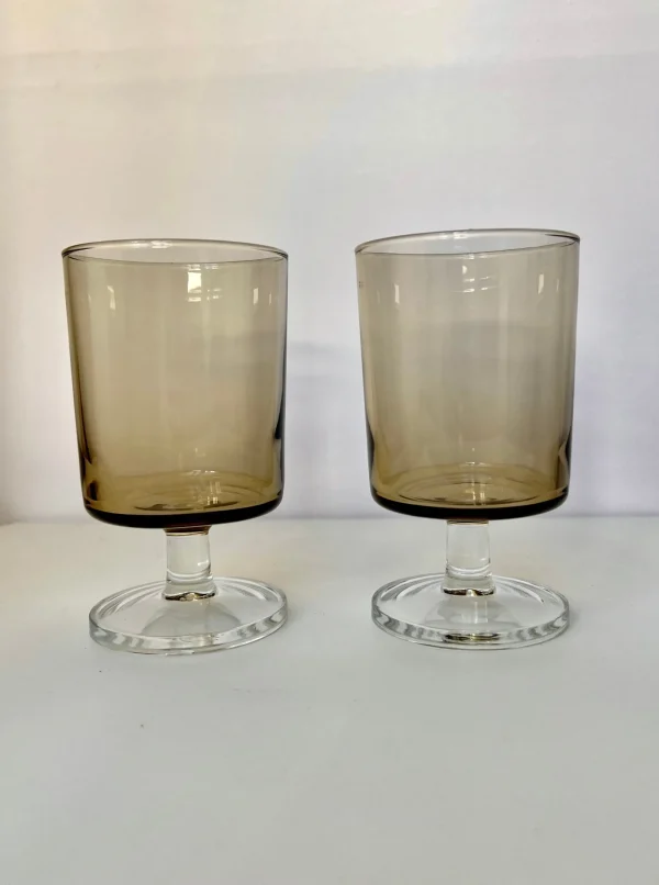 The Oblist Set of Tinted Stem Glasses | Vintage Tableware | Serveware