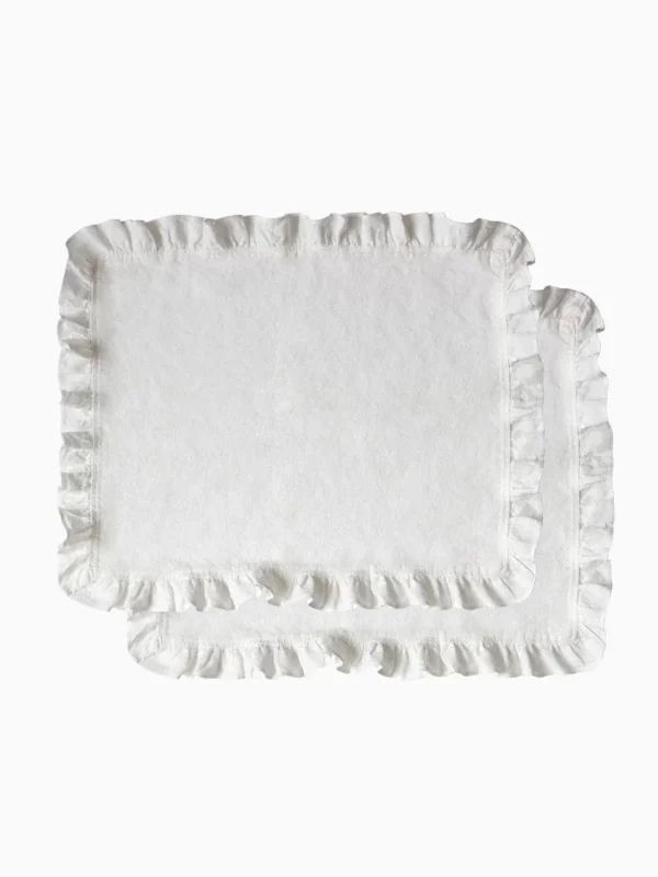 The Oblist Set of Two Ruffled Casita Linen Placemats | Dining Room