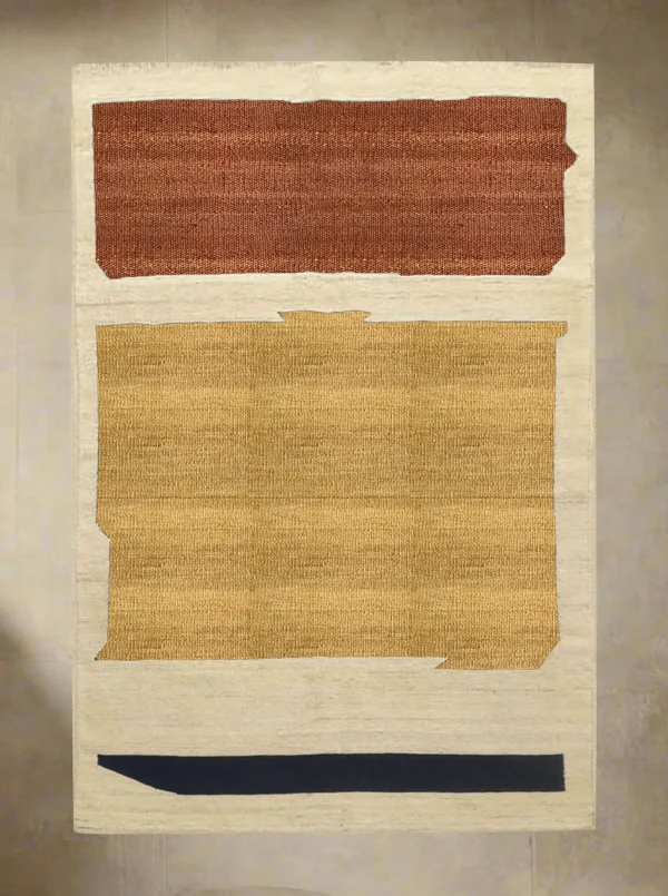 The Oblist Shapes Kilim - Ochre & Walnut - Handwoven Rug | Rugs