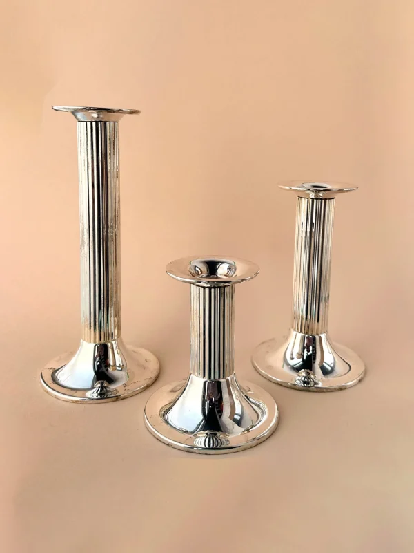 The Oblist 3 Silver Plated Classicist Style Candle Holders 1980s | Vintage Candle Holders | Candles & Holders