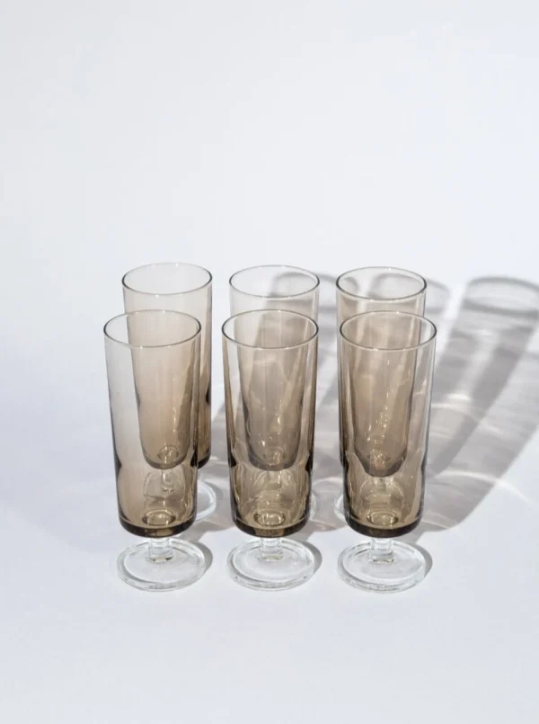 The Oblist Smokey Grey Champagne Glasses by Luminarc | Vintage Tableware | Glasses