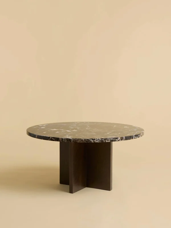 The Oblist Tinian Coffee Table in Marble and Wood | Low Side Table | Coffee & End Tables