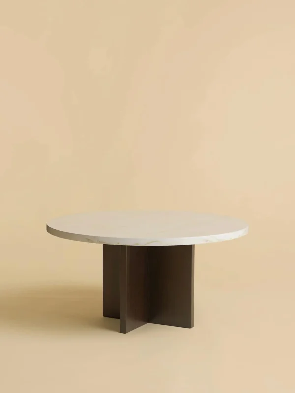 The Oblist Tinian Coffee Table in Marble and Wood | Low Side Table | Coffee & End Tables