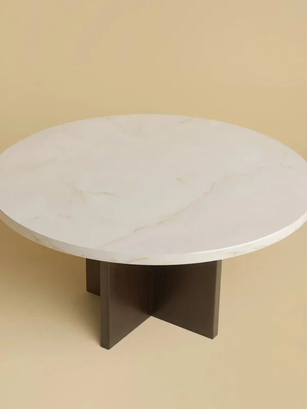 The Oblist Tinian Coffee Table in Marble and Wood | Low Side Table | Coffee & End Tables