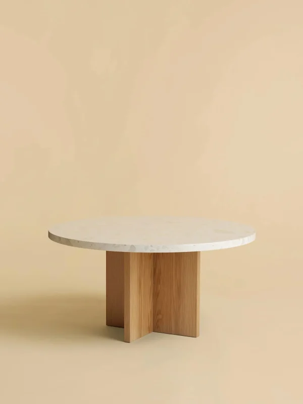 The Oblist Tinian Coffee Table in Marble and Wood | Low Side Table | Coffee & End Tables