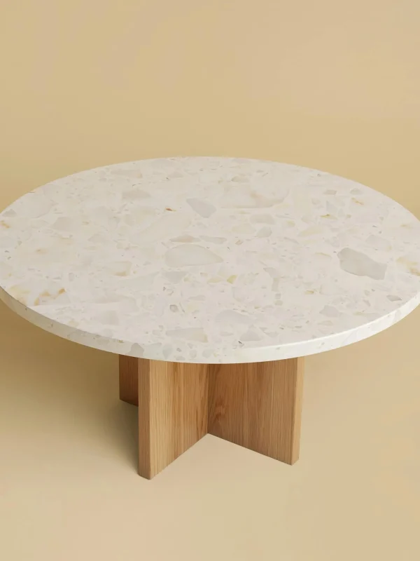 The Oblist Tinian Coffee Table in Marble and Wood | Low Side Table | Coffee & End Tables