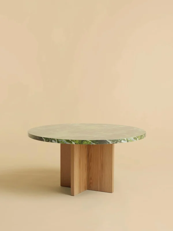 The Oblist Tinian Coffee Table in Marble and Wood | Low Side Table | Coffee & End Tables