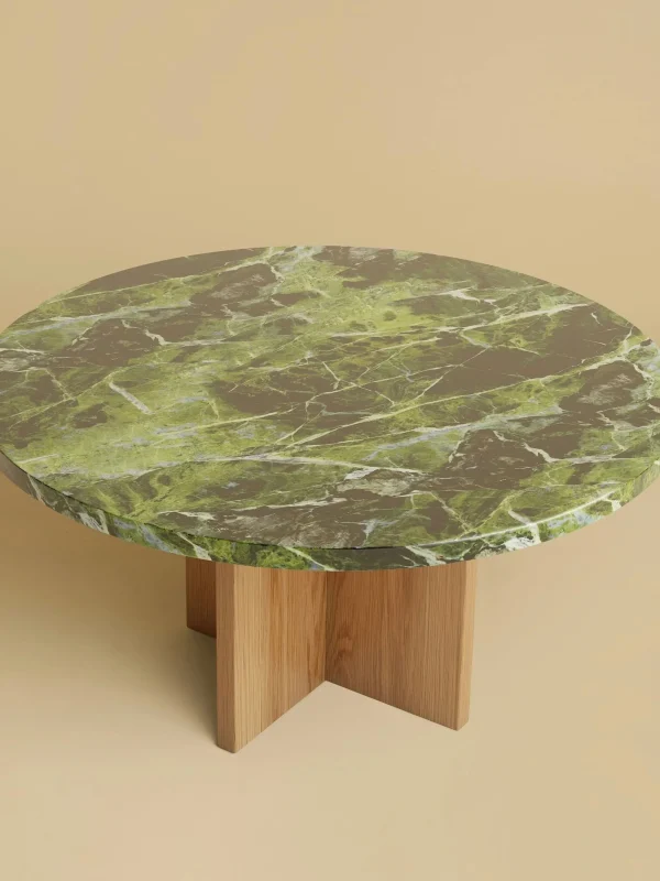 The Oblist Tinian Coffee Table in Marble and Wood | Low Side Table | Coffee & End Tables