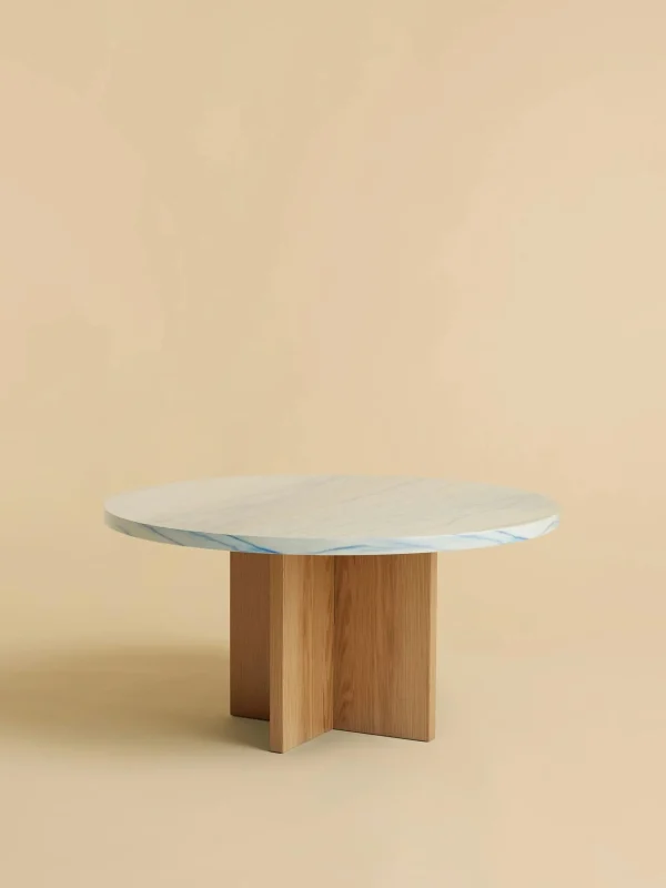 The Oblist Tinian Coffee Table in Marble and Wood | Low Side Table | Coffee & End Tables