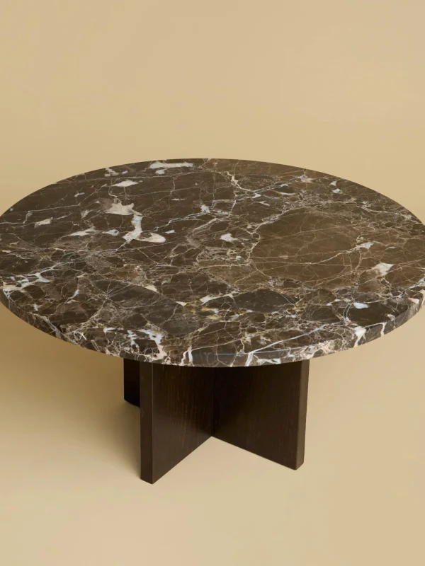 The Oblist Tinian Coffee Table in Marble and Wood | Low Side Table | Coffee & End Tables