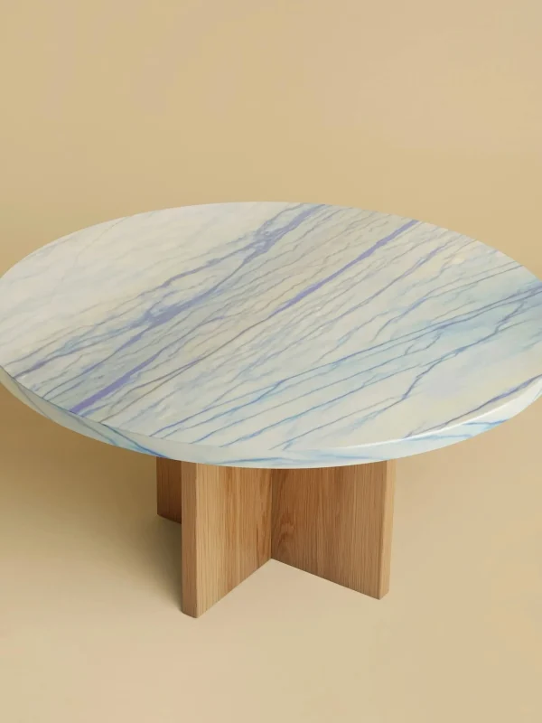 The Oblist Tinian Coffee Table in Marble and Wood | Low Side Table | Coffee & End Tables