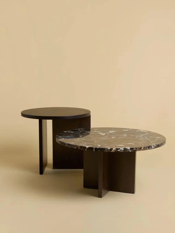 The Oblist Tinian Coffee Table in Marble and Wood | Low Side Table | Coffee & End Tables