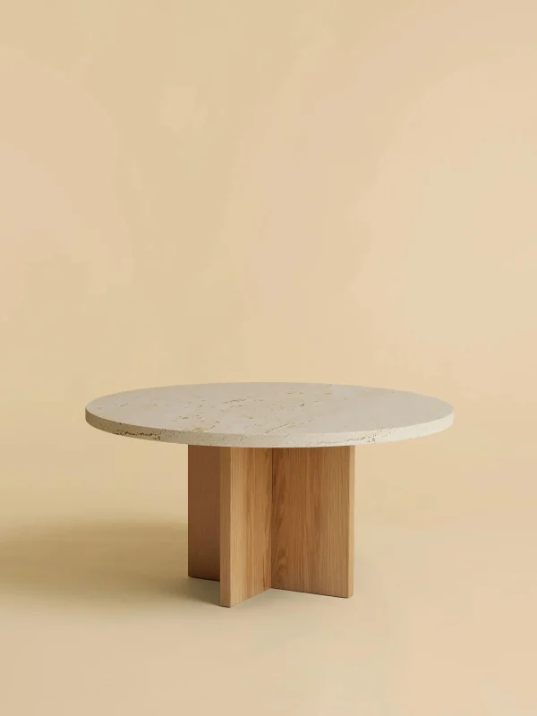 The Oblist Tinian Coffee Table in Marble and Wood | Low Side Table | Coffee & End Tables