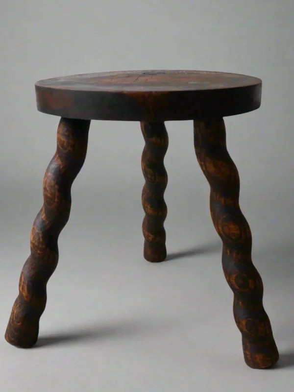 The Oblist Turned Wooden Stool | Vintage Furniture | Chair