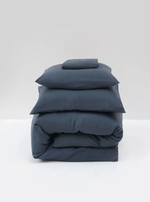 The Oblist Washed Linen Bed Set Stormy Blue | Bedding | Bedroom