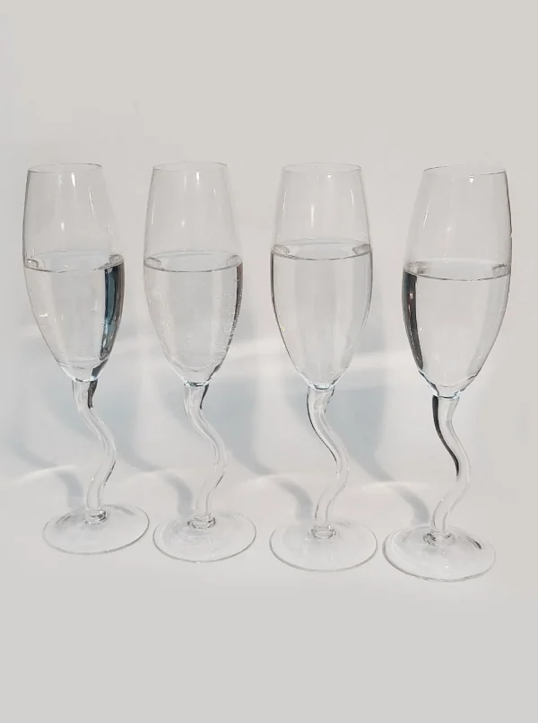 The Oblist Zig Zag Champagne Flutes | Vintage Tableware | Glasses