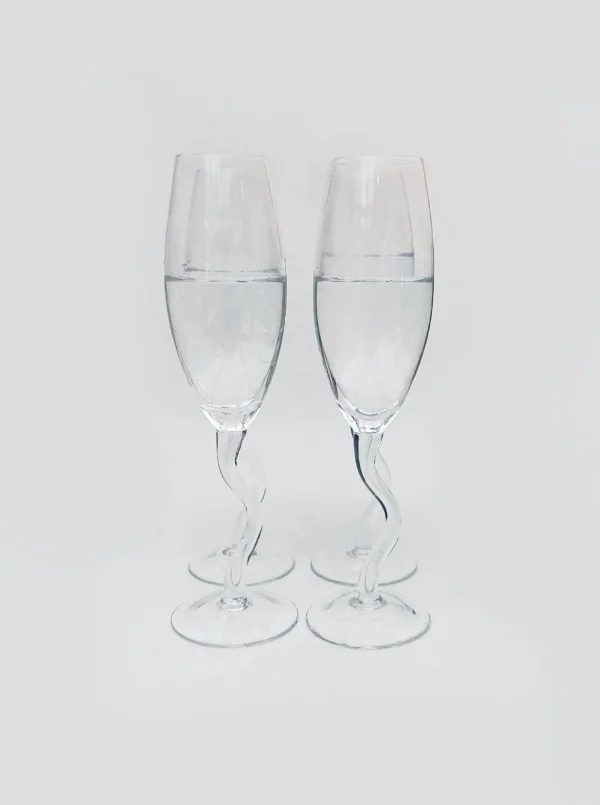 The Oblist Zig Zag Champagne Flutes | Vintage Tableware | Glasses